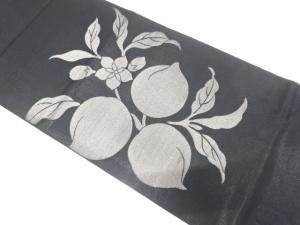 桃模様織り出し　袋帯